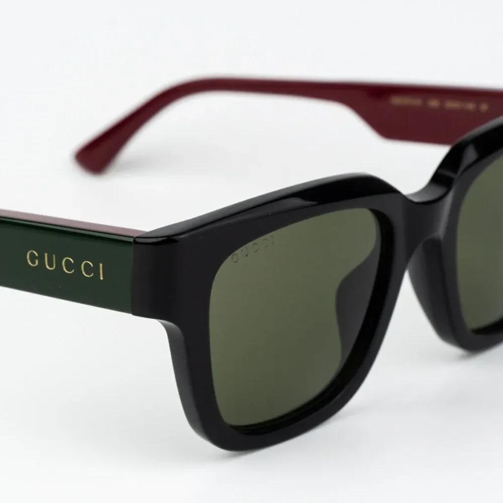 NEW Gucci GG1670SK 005 Black Red Green Square Unisex Sunglasses